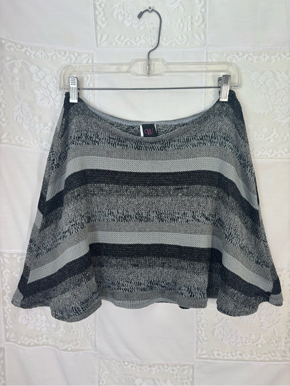 Gray Striped Knit Dark Fairy Indie Grunge Mini Skirt/ Top Size S-L‎